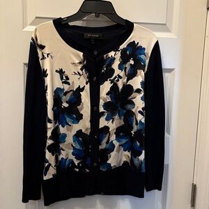 St. John Women's Cardigan - Black, Blue, and Cream Floral